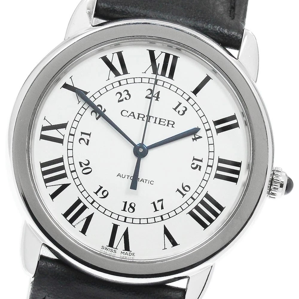 CARTIER RONDE SOLO DE CARTIER AUTOMATIC WATCH: CARTIER Ronde Solo de Cartier Automatic Watch Brand: CARTIER Type/Style: Wristwatch Material: Band Material leather, Case Material Stainless Steel Color: Dial Color Silver Size: Case Size About36mm (1