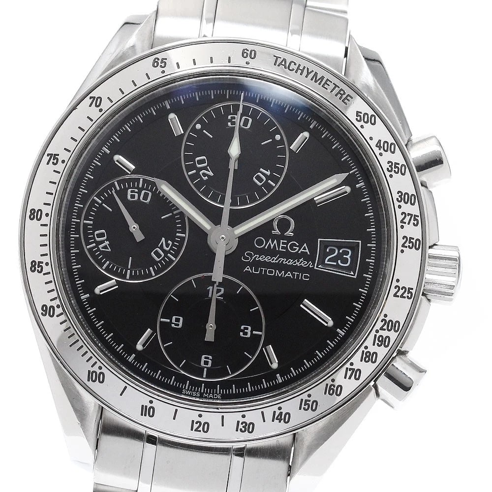 OMEGA SPEEDMASTER DATE CHRONOGRAPH BLACK DIAL WATCH: OMEGA Speedmaster Date Chronograph black Dial Watch Brand: OMEGA Type/Style: Wristwatch Material: Band Material Stainless Steel, Case Material Stainless Steel Color: Dial Color black Size: Case Size