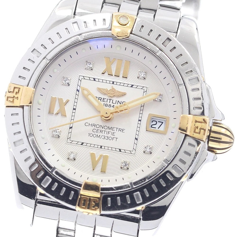 BREITLING GALACTIC DATE DIAMOND SILVER DIAL QUARTZ WATCH: BREITLING Galactic Date diamond Silver Dial Quartz Watch Brand: BREITLING Type/Style: Wristwatch Material: Band Material Stainless Steel, Case Material Stainless Steel Color: Dial Color Silver Size:
