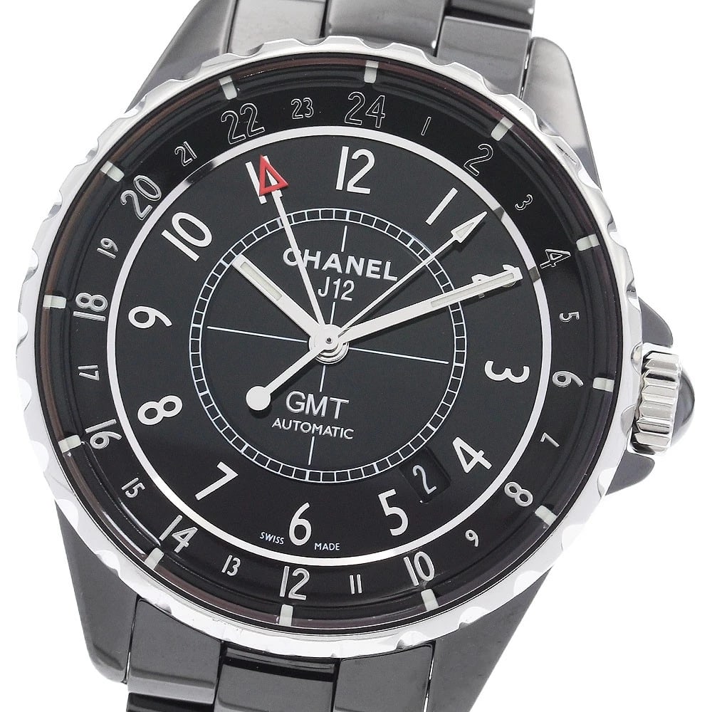 CHANEL J12 GMT BLACK CERAMIC BLACK DIAL AUTOMATIC WATCH: CHANEL J12 GMT Black ceramic black Dial Automatic Watch Brand: CHANEL Type/Style: Wristwatch Material: Band Material Stainless Steel / ceramic, Case Material Stainless Steel / ceramic Color: Dial Colo