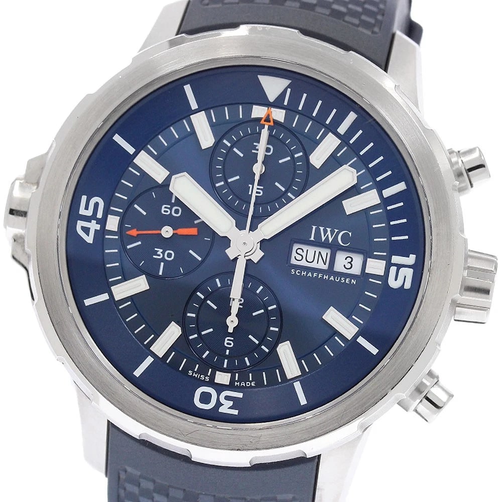 IWC SCHAFFHAUSEN CHRONOGRAPH NAVY DIAL AUTOMATIC WATCH: IWC SCHAFFHAUSEN Chronograph Navy Dial Automatic Watch Brand: IWC SCHAFFHAUSEN Type/Style: Wristwatch Material: Band Material rubber, Case Material Stainless Steel Color: Dial Color Navy Size: Case