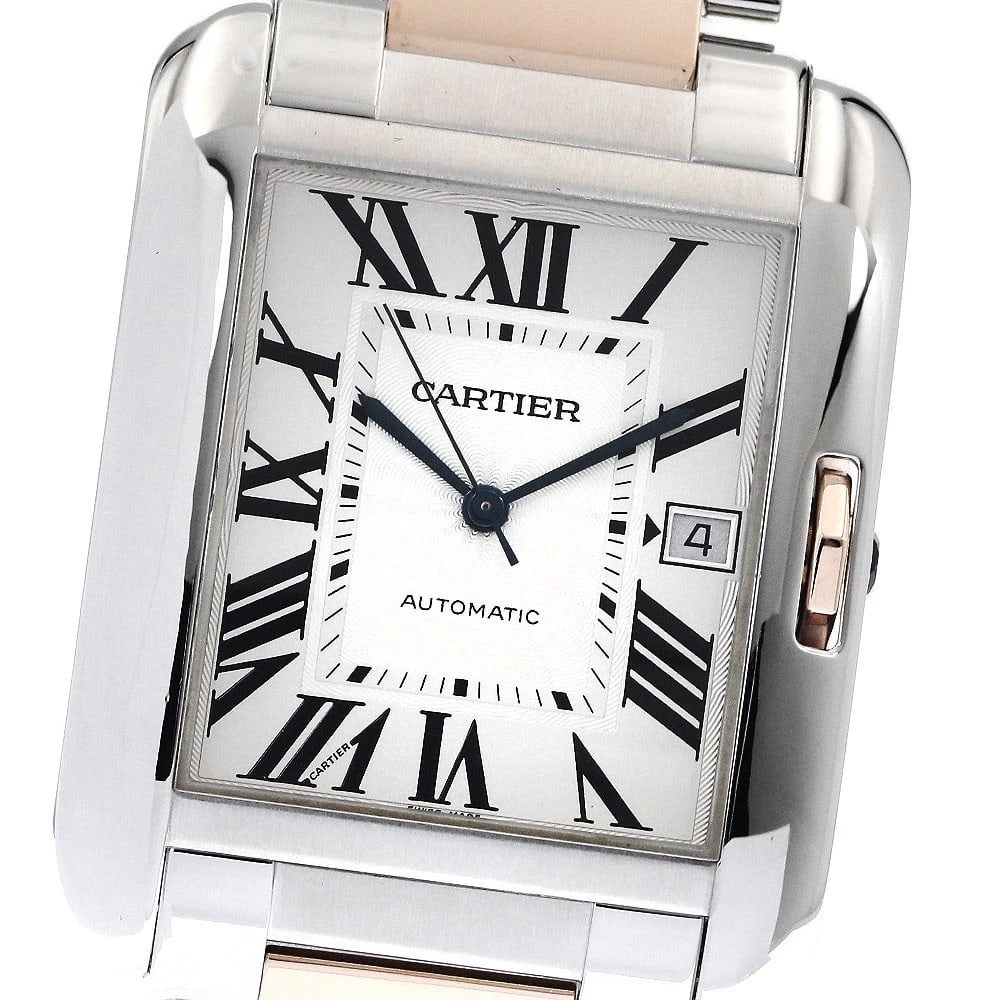 CARTIER TANK ANGLAISEXL DATE TONE AUTOMATIC WATCH: CARTIER Tank AnglaiseXL Date tone Automatic Watch Brand: CARTIER Type/Style: Wristwatch Material: Band Material Stainless Steel/K18PG, Case Material Stainless Steel Color: Dial Color Silver Size: