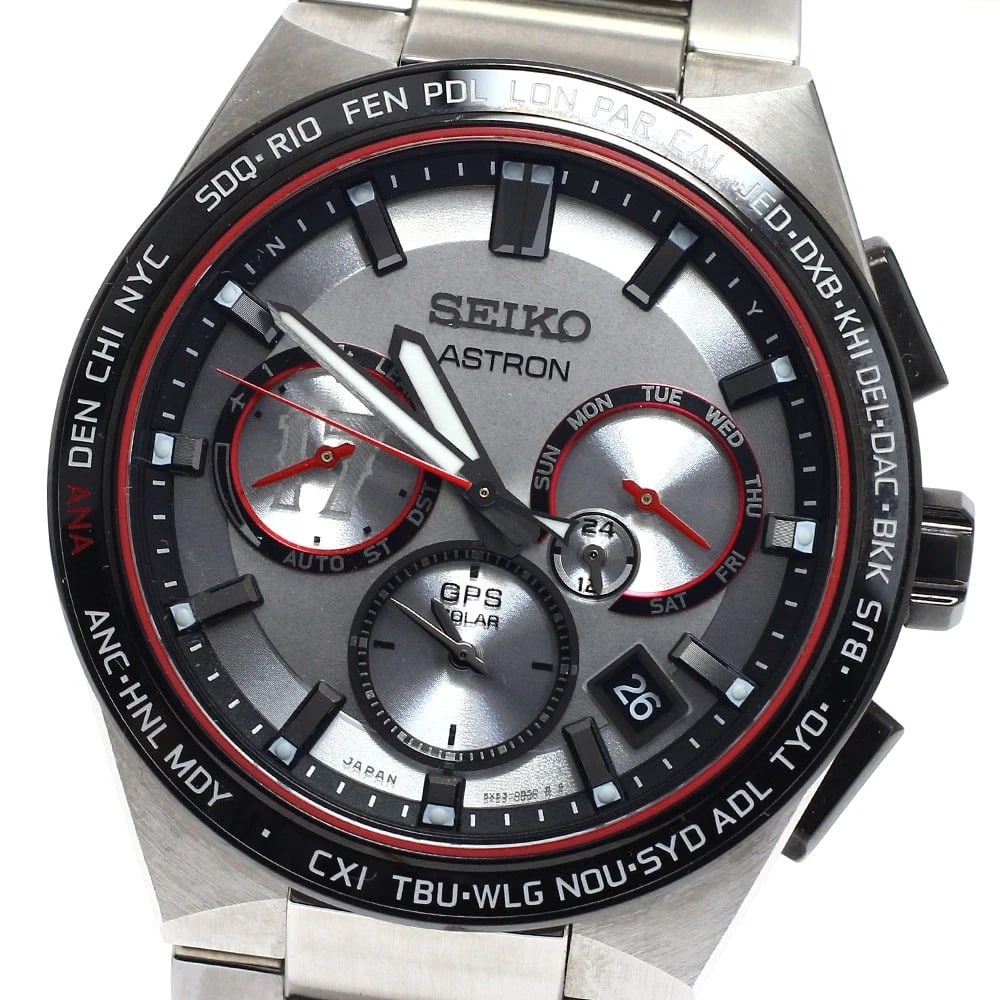 SEIKO ASTRON MODEL SOLAR POWERED RADIO WATCH: SEIKO Astron model Solar Powered Radio Watch Brand: SEIKO Type/Style: Wristwatch Material: Band Material titanium, Case Material titanium Color: Dial Color Silver Size: Case Size About43mm (1.7inch)