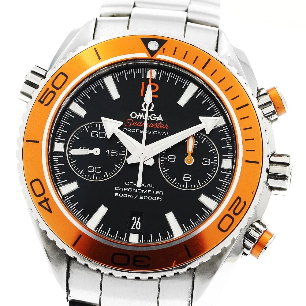 OMEGA SEAMASTER PLANET OCEAN CHRONOGRAPH WATCH: OMEGA Seamaster Planet Ocean Chronograph Watch Brand: OMEGA Type/Style: Wristwatch Material: Band Material Stainless Steel, Case Material Stainless Steel Color: Dial Color black Size: Case Size About4