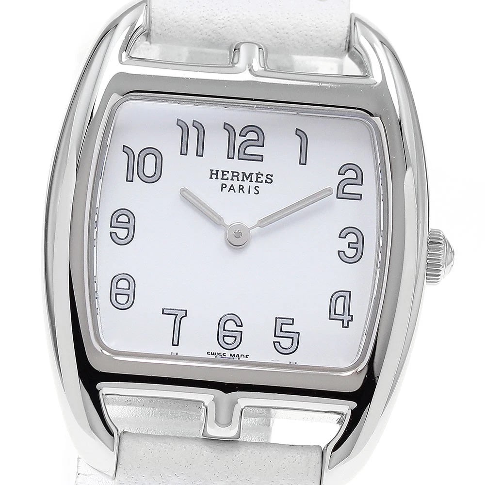 HERMES CAPE COD TONNEAU WHITE DIAL QUARTZ WATCH: HERMES Cape Cod Tonneau white Dial Quartz Watch Brand: HERMES Type/Style: Wristwatch Material: Band Material leather, Case Material Stainless Steel Color: Dial Color white Size: Case Size About27mm
