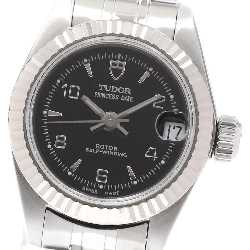 TUDOR PRINCESS DATE WG BEZEL BLACK DIAL AUTOMATIC WATCH: TUDOR Princess Date WG bezel Black Dial Automatic Watch Brand: TUDOR Type/Style: Wristwatch Material: Band Material Stainless Steel, Case Material Stainless Steel/WG Color: Dial Color black Size:
