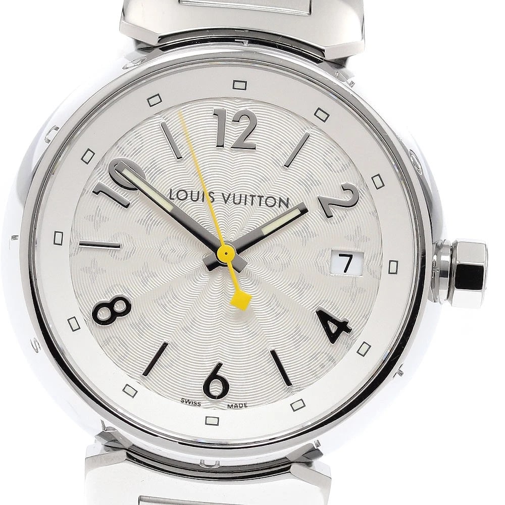 LOUIS VUITTON TAMBOUR HOLOGRAM DATE SILVER DIAL WATCH: LOUIS VUITTON Tambour Hologram Date Silver Dial Watch Brand: LOUIS VUITTON Type/Style: Wristwatch Material: Band Material Stainless Steel, Case Material Stainless Steel Color: Dial Color Silver Size: 