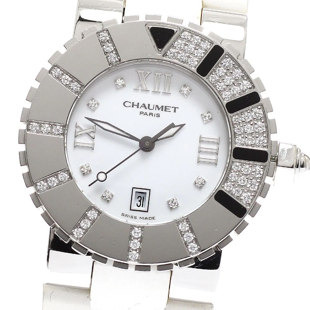 CHAUMET CLASS DATE DIAMOND BEZEL QUARTZ WATCH (1 of 2)
