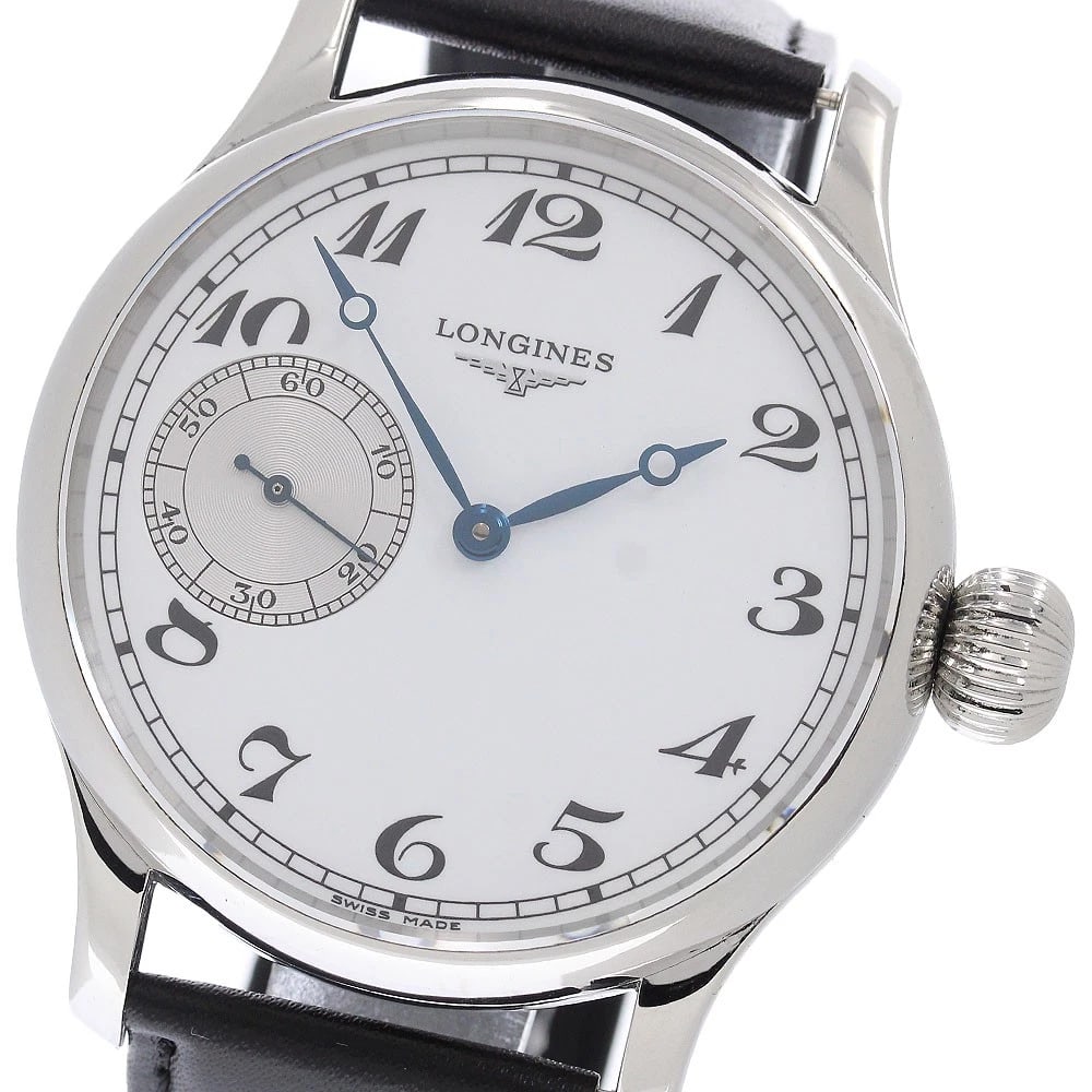 LONGINES WEEMS MAXI HERITAGE AVIATION HAND WINDING WATCH: LONGINES Weems Maxi Heritage Aviation Hand Winding Watch Brand: LONGINES Type/Style: Wristwatch Material: Band Material leather, Case Material Stainless Steel Color: Dial Color white Size: Case Size A