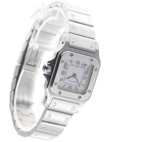 CARTIER SANTOS GALBEESM BEIGE DIAL QUARTZ WATCH: CARTIER Santos GalbeeSM Beige Dial Quartz Watch Brand: CARTIER Type/Style: Wristwatch Material: Band Material Stainless Steel, Case Material Stainless Steel Color: Dial Color beige Size: Case Size Abo