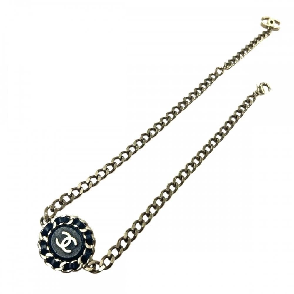 CHANEL NECKLACE COCO MARK GP LEATHER BLACK/GOLD HARDWARE CHAIN: Chanel Necklace Coco Mark GP Leather Black/Gold Hardware Chain Brand: Chanel Type/Style: Necklace Material: GP Leather, Color: Black Size: Total Length: Approx. 51cm Chain Width: Approx. 0.8cm ?Top?