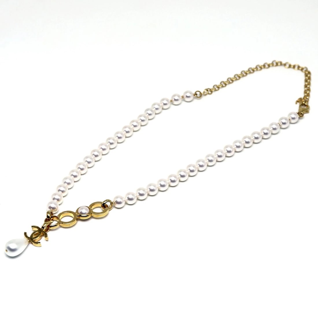 CHANEL NECKLACE PEARL COCO MARK GOLD PLATED: Chanel Necklace Pearl Coco Mark Gold Plated Brand: Chanel Type/Style: Necklace Material: : GP/Pearl, Color: gold Size: Length: Approx. 52cm Accessories: None Accessories Notice: When purch