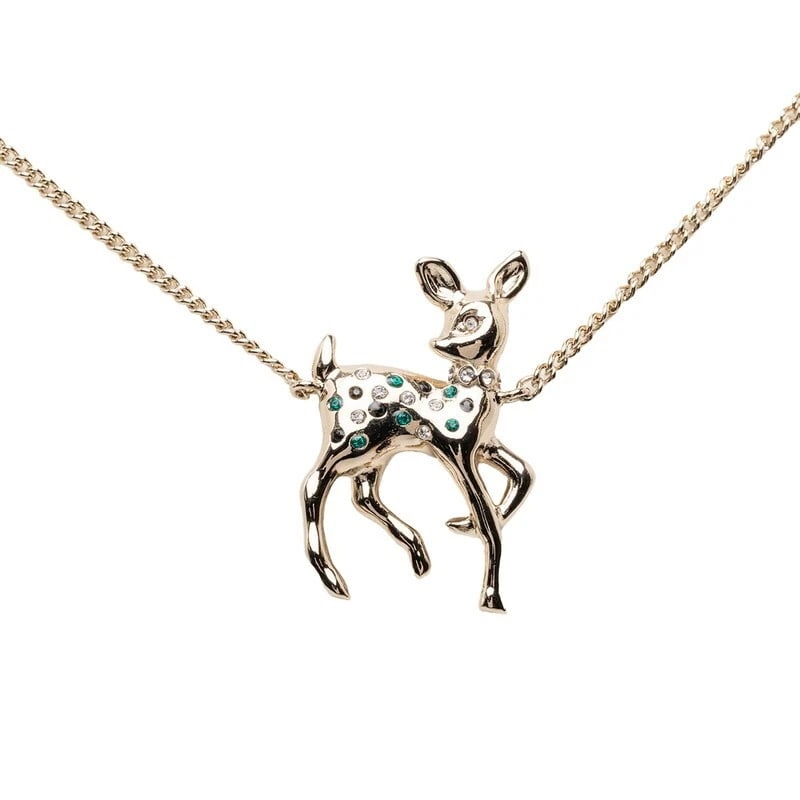 CHANEL NECKLACE COCO MARK BAMBI MOTIF GOLD PLATED PEARLS: Chanel Necklace Coco Mark Bambi Motif Gold Plated Pearls Brand: Chanel Type/Style: Necklace Material: Plated/Faux Pearl, Color: gold Size: Total Length: Approx. 70cm Top: Approx. 18.9mm W x 29.9mm H