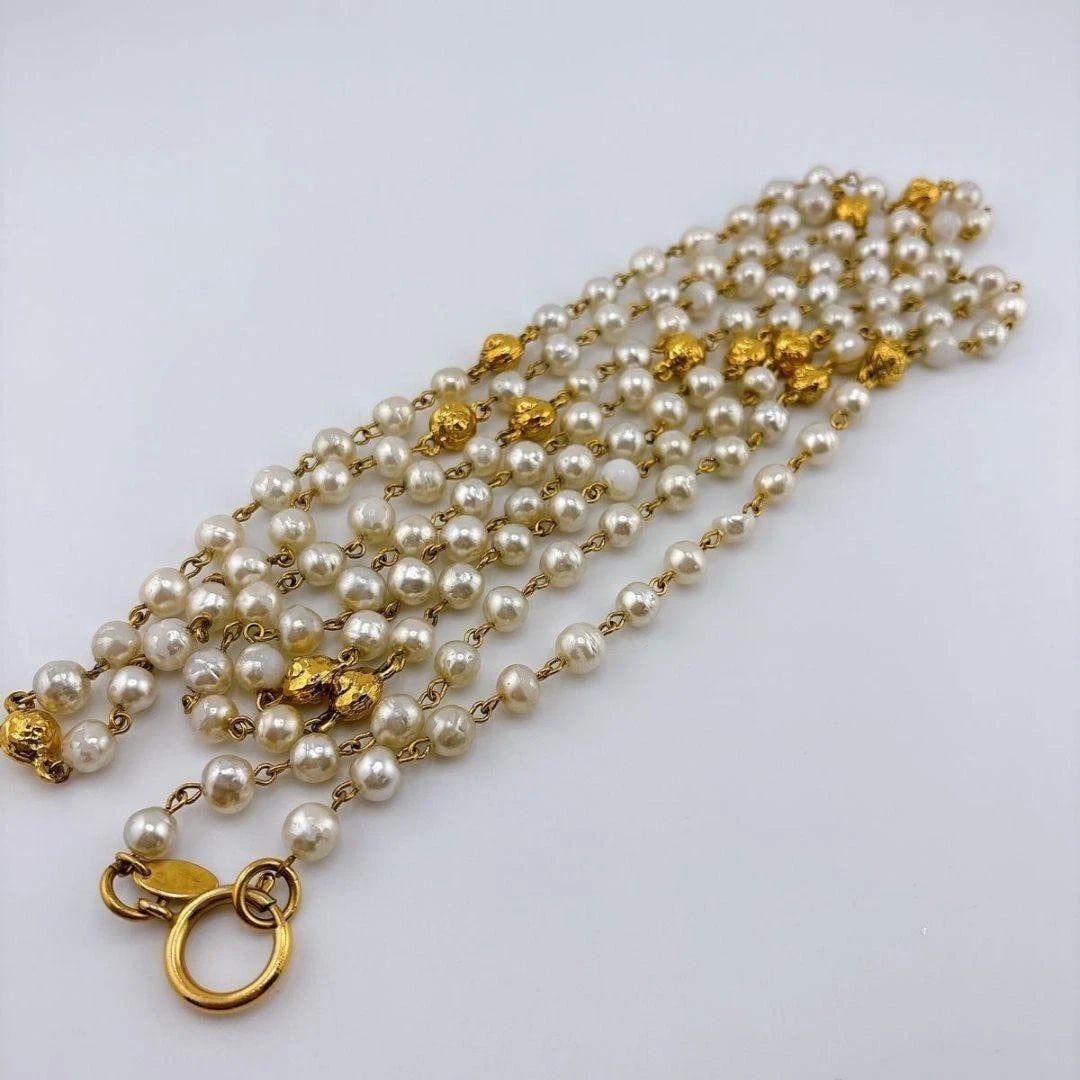 CHANEL NECKLACES & PENDANTS LONG PEARLS: CHANEL Necklaces & Pendants Long Pearls Brand: CHANEL Type/Style: Necklace & Pendants Material: NONE, Main Stone/Creation Faux Pearl Color: gold Size: Approx. 177cm Accessories: None Acces