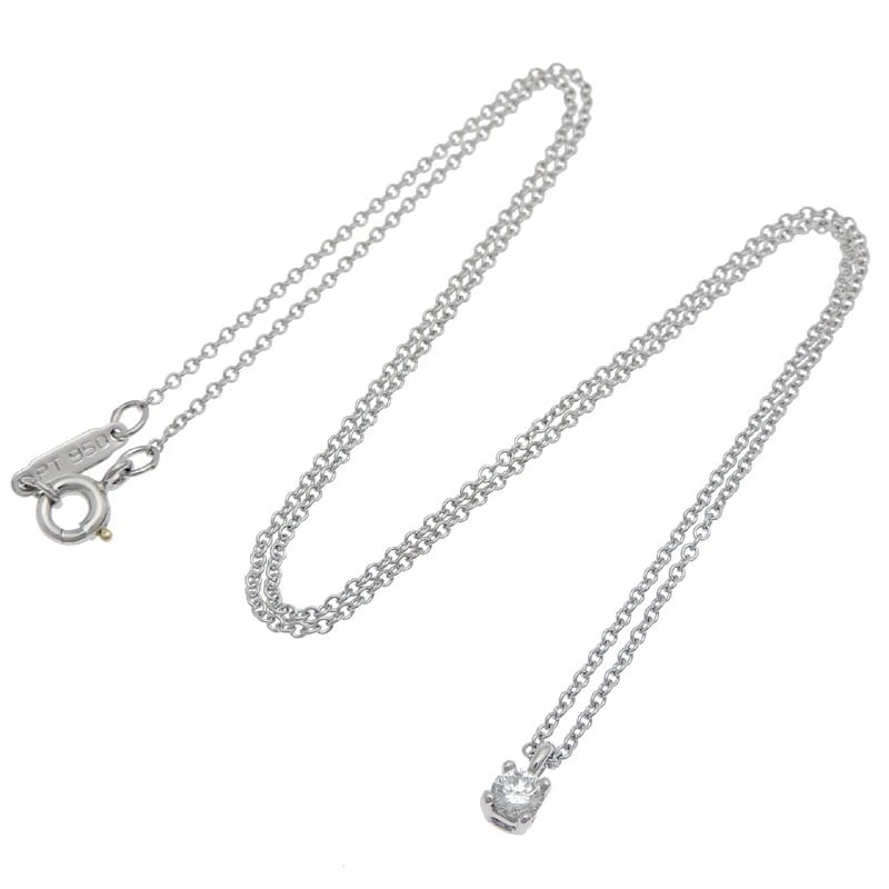 TIFFANY & CO SOLITAIRE DIAMOND PENDANT NECKLACE PT 950 PLATINUM: Tiffany & Co Solitaire Diamond Pendant Necklace Pt 950 Platinum Brand: TIFFANY&Co. Type/Style: Pendant Material: Pt950 Platinum, Main Stone/Creation NATURAL Color: SILVER Size: Approx. W3.3mm ? H6.0mm