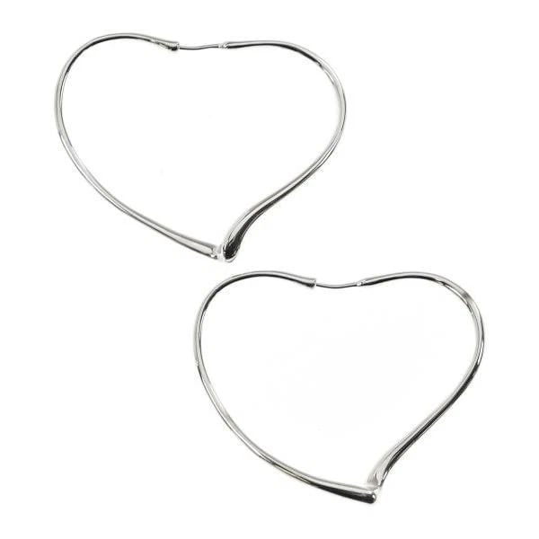 TIFFANY & CO. EARRINGS OPEN HEART HOOP SILVER SV925: Tiffany & Co. Earrings Open Heart Hoop Silver SV925 Brand: Tiffany & Co. Type/Style: earrings Material: Sv925, Color: SILVER Size: Measurements (cm) Height: 4cm, Width: 5.5cm, Post: 1cm Accessorie