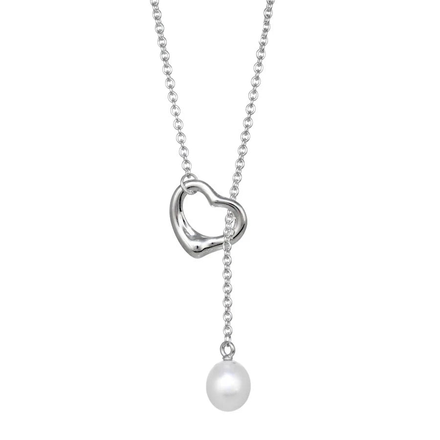 TIFFANY & CO. ELSA PERETTI OPEN HEART LARIAT NECKLACE STERLING SILVER 925 PEARL (1 of 2)