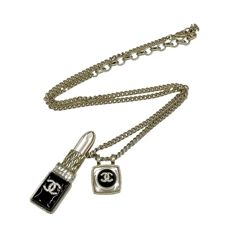 CHANEL NECKLACE PENDANT CHOKER GOLD COCO MARK LIP MOTIF CHARM RHINESTONE CHAIN: CHANEL Necklace Pendant Choker Gold Coco Mark Lip Motif Charm Rhinestone Chain Brand: CHANEL Type/Style: Necklace Material: GP, Color: gold Size: Length 59cm-68cm Accessories: None Accesso