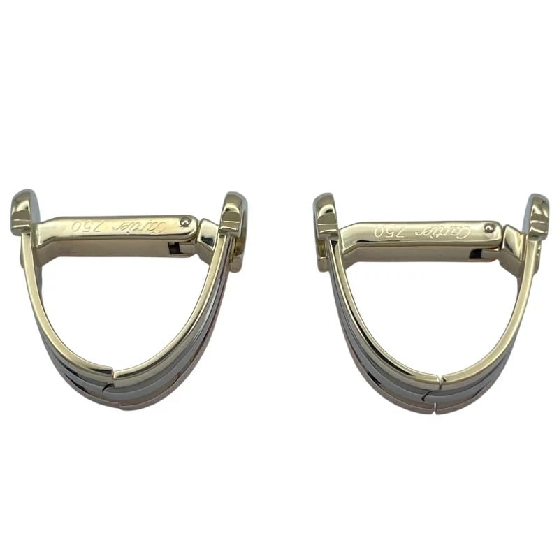 CARTIER 2C LOGO CUFFLINKS 750 GOLD 18K: Cartier 2C Logo Cufflinks 750 Gold 18K Brand: Cartier Type/Style: Cufflinks Material: 750 Gold 18K, Color: GOLD Size: Dimensions: Height: 19.5mm, Width: 7.1mm Accessories: None Accessories