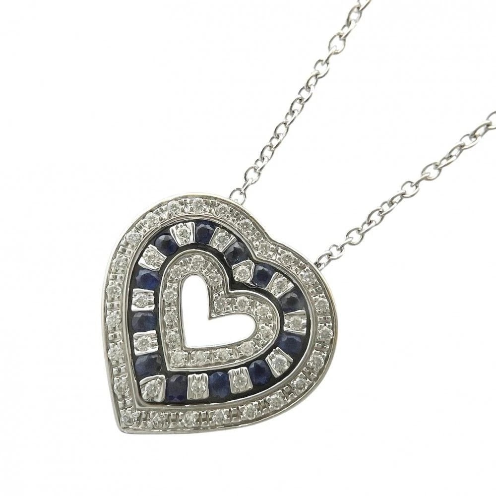 DAMIANI BELLE EPOQUE HEART NECKLACE PENDANT 18K WHITE GOLD SAPPHIRE DIAMOND: Damiani Belle Epoque Heart Necklace Pendant 18K White Gold Sapphire Diamond Brand: Damiani Type/Style: Pendant Material: 18K White Gold, Diamond, Sapphire, Color: Silver x Blue Size: Total Length: App