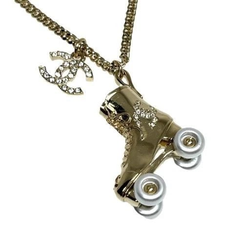 CHANEL NECKLACE PLATED RHINESTONE GOLD: CHANEL Necklace Plated Rhinestone Gold Brand: CHANEL Type/Style: Necklace Material: Plated, Rhinestone, Color: Gold, Silver, Clear Size: Chain length/Approx. 51-58cm Chain width/Approx. 2.5mm Roller s