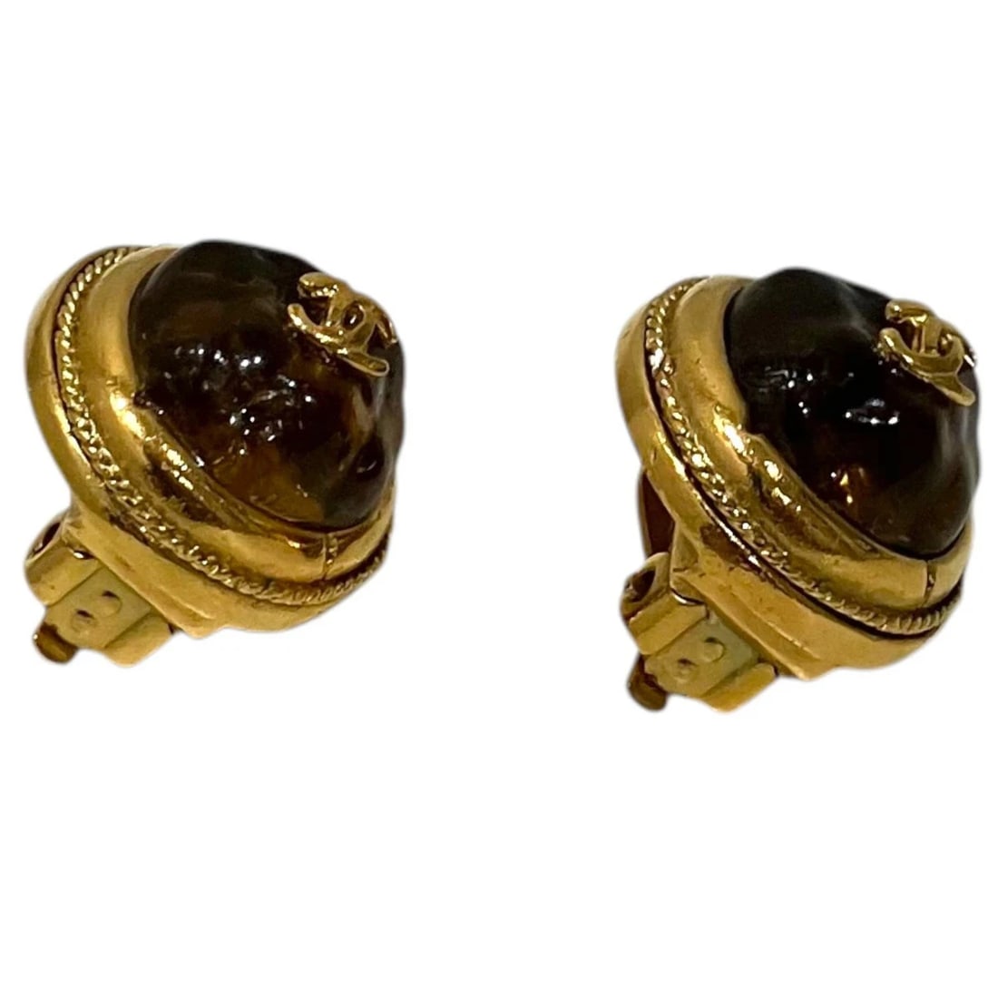 CHANEL COCO MARK GRIPOIX GOLD EARRINGS (1 of 4)