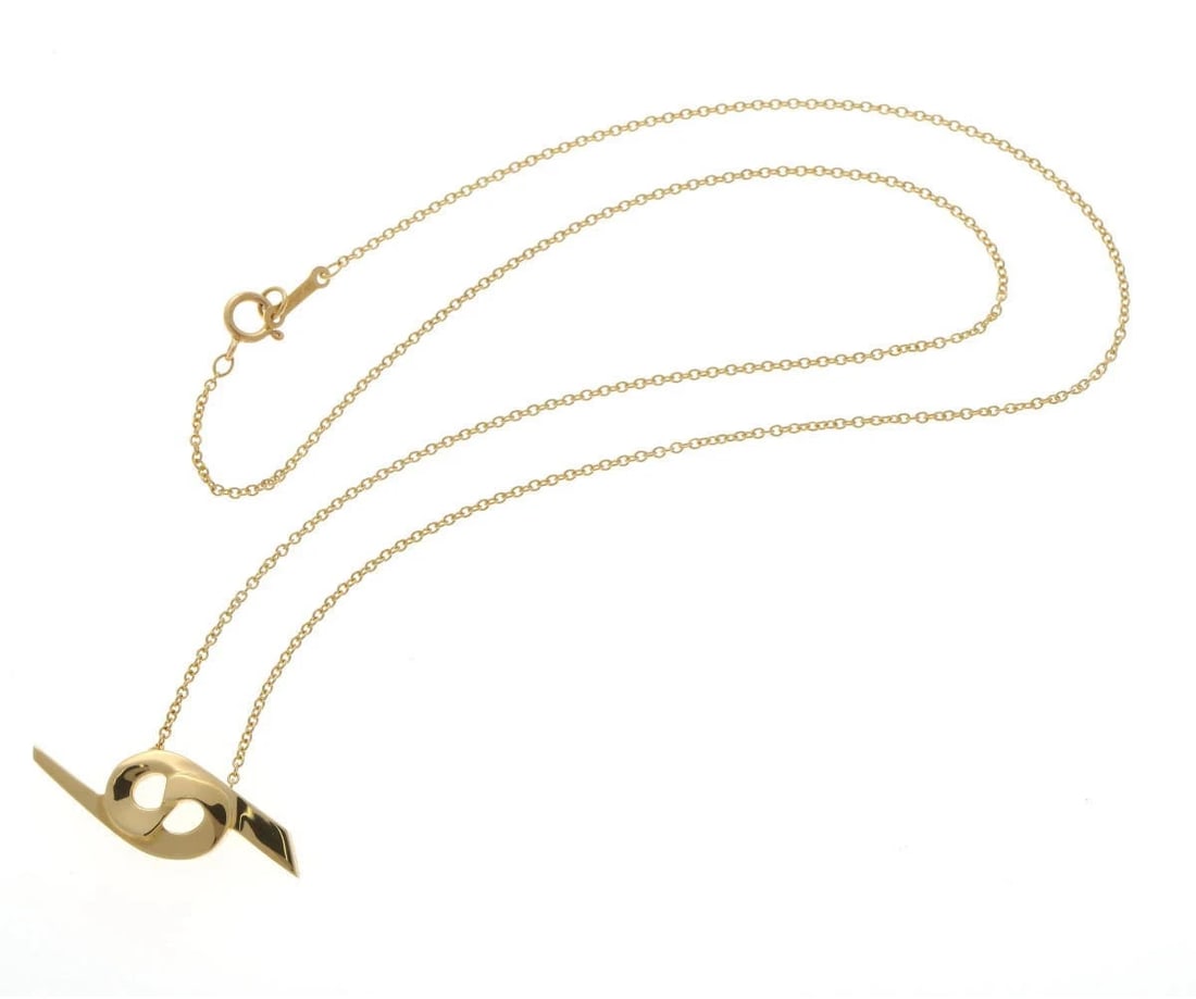 TIFFANY & CO. NECKLACE 750YG: Tiffany & Co. Necklace 750YG Brand: Tiffany & Co. Type/Style: Necklace Material: Gold, Color: yellow Gold Size: Top Width: W26mm x H9mmChain Length: Approx. 41cm Accessories: None Accessories Notice: