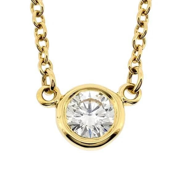 TIFFANY & CO. TIFFANY 750YG SINGLE DIAMOND NECKLACE K18YG: TIFFANY & Co. Tiffany 750YG Single Diamond Necklace K18YG Brand: TIFFANY & Co. Type/Style: Necklace Material: 750YG, Main Stone/Creation Natural Color: None Size: Design width Top approximately W4.5mm