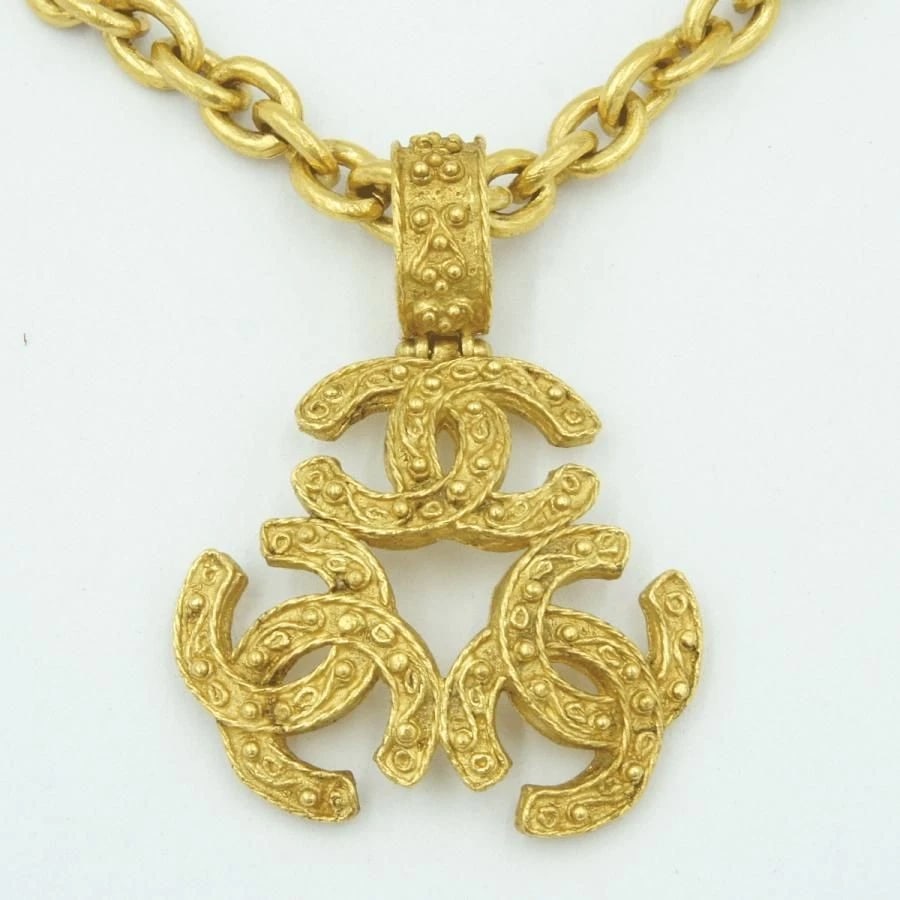 CHANEL NECKLACE TRIPLE COCO MARK GOLD PLATED: Chanel Necklace Triple Coco Mark Gold Plated Brand: Chanel Type/Style: Necklace Material: GP, Color: GOLD Size: Necklace - Approx. 65cm / Top Size - Approx. W5cm x H7cm Accessories: None A