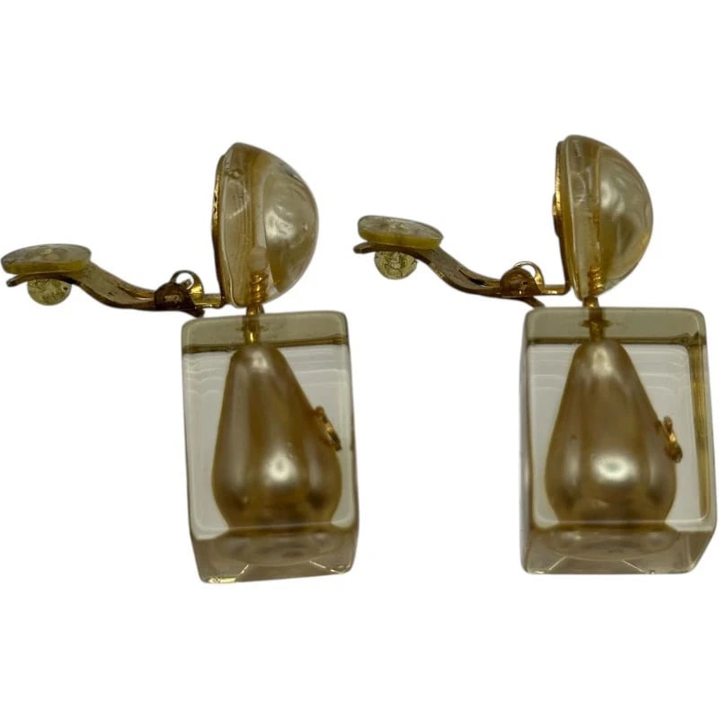 CHANEL COCO MARK RESIN EARRINGS GOLD METAL AND RESIN (1 of 5)