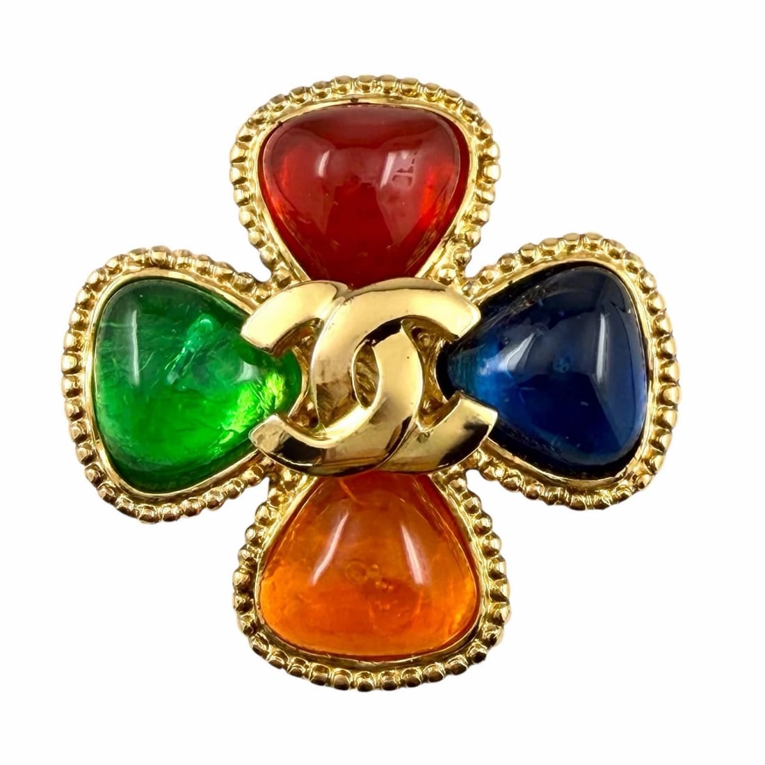 CHANEL BROOCH GRIPOIX FLOWER MULTI GOLD: CHANEL Brooch Gripoix Flower Multi Gold Brand: CHANEL Type/Style: Brooch Material: none, Color: Multi gold Size: Actual Measurements Height: Approx. 5.5cm, Width: Approx. 5.5cm Accessories: None <