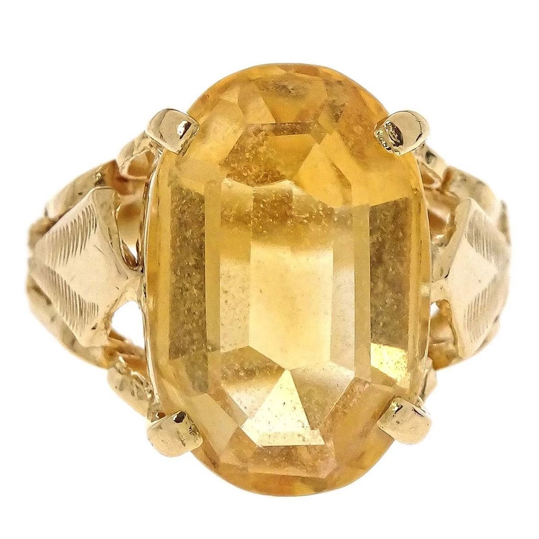 GOLD RING 18K CITRINE: Gold Ring 18K Citrine Brand: No Brand Type/Style: Ring Material: Gold Plated, Main Stone Citrine Color: gold Size: US 9.5 Accessories: None Accessories Notice: When purchasing pre-owned go