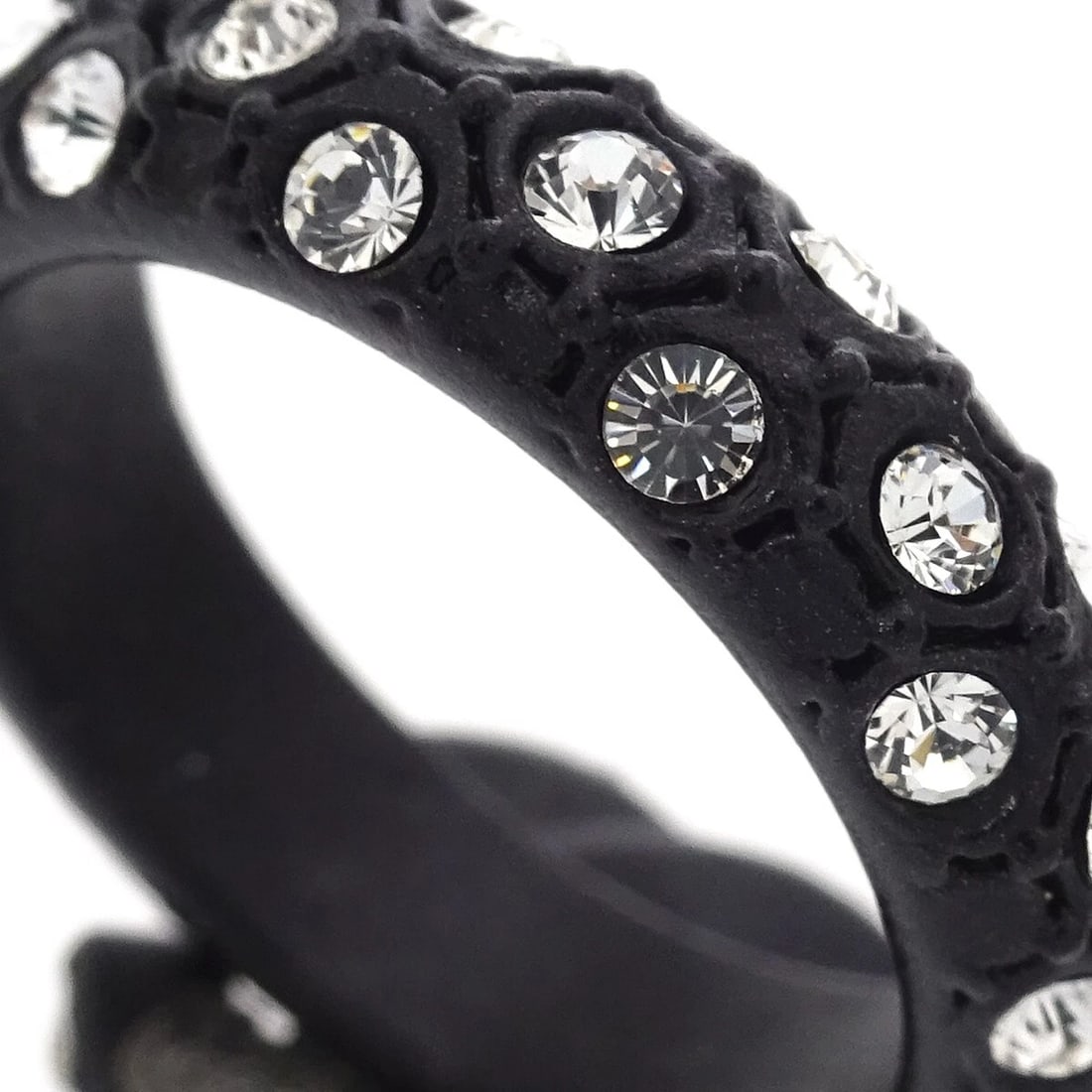 CHANEL BLACK RHINESTONE RING - 3