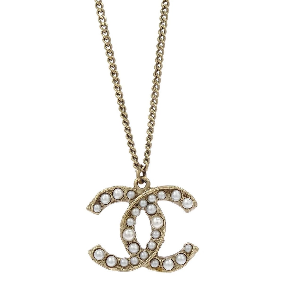 CHANEL GOLD CHARM CC CHAIN NECKLACE ARTIFICIAL PEARL: Chanel Gold Charm CC Chain Necklace Artificial Pearl Brand: CHANEL Type/Style: Pendant Material: Gold Plated, Main Stone Pearl Color: gold Size: Chain(Overall) : 60.0 cmCharm : W 2.6 x H 2.0 cm Ac