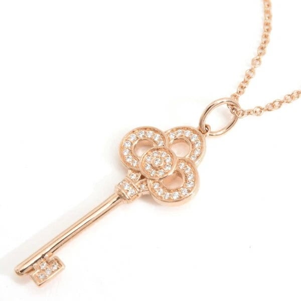 TIFFANY & CO. CROWN KEY DIAMOND NECKLACE: Tiffany & Co. Crown Key Diamond Necklace Brand: Tiffany & Co. Type/Style: Necklace Material: 18K PG Color: PG Size: Length: Total length: 41cm, Top: Width x 11mm, Height x 26.7mm Accessories: None