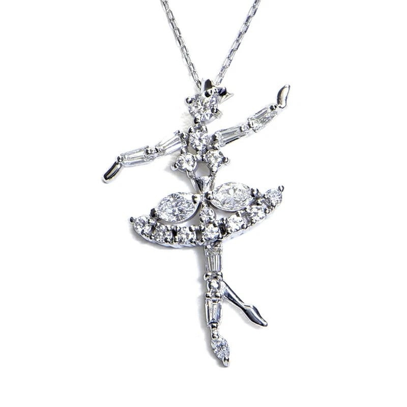 TASAKI NATURAL DIAMOND BALLERINA MOTIF BALLERINA NECKLACE: Tasaki Natural Diamond Ballerina Motif Ballerina Necklace Brand: Tasaki Type/Style: Necklace Material: Pt850, Main Stone Natural Diamond Color: PT Size: Size Effective length 36cm/39.5cm Chain width 0