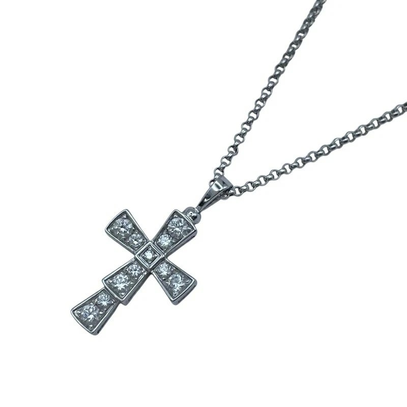 BVLGARI BVLGARI SERPENTI CROSS NECKLACE WHITE GOLD AU750 DIAMOND JEWELRY (1 of 5)