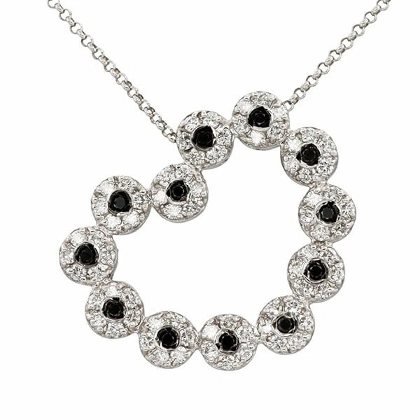 PONTE VECCHIO HEART MOTIF BLACK DIAMOND NECKLACE: Ponte Vecchio Heart Motif Black Diamond Necklace Brand: Ponte Vecchio Type/Style: Pendant Material: 18K WG Color: WG Size: Size Length: Approximately 36cm40cm Top: approx. W23mm x H19mm * Regarding th