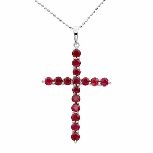 18K WG CROSS MOTIF RUBY NECKLACE: 18K WG Cross Motif Ruby Necklace Brand: Unbranded Type/Style: Necklace Material: 18K WG, Main Stone Ruby Color: WG Size: Size Length: Approx. 36.5cm/40cm Top: approx. W21mm x H29mm * Regarding the siz