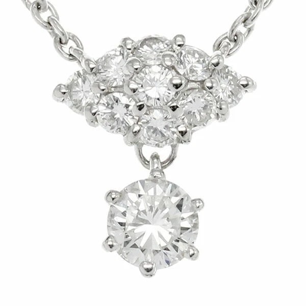 PLATINUM DIAMOND NECKLACE: Platinum Diamond Necklace Brand: Unbranded Type/Style: Necklace Material: Pt850 Color: PT Size: Size Length: Approx. 40cm Top: approx. W10mm x H11mm Accessories: None Accessories Notice: When