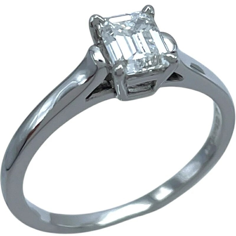 TIFFANY & CO. EMERALD CUT DIAMOND RING: Tiffany & Co. Emerald Cut Diamond Ring Brand: Tiffany & Co. Type/Style: Ring Material: Pt950 Color: PT Size: 6 US Accessories: None Accessories Notice: When purchasing pre-owned goods, please refer