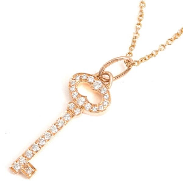TIFFANY & CO. OVAL KEY DIAMOND NECKLACE: Tiffany & Co. Oval Key Diamond Necklace Brand: Tiffany & Co. Type/Style: Necklace Material: 18K PG Color: PG Size: Length: Total length: approx. 41.5cm, Top: Width x 8.4mm, Height x 23.1mm Accesso