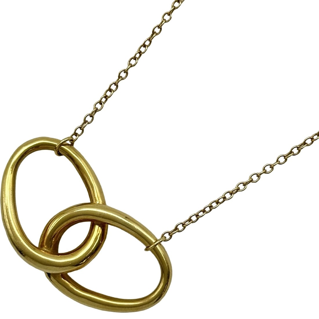 TIFFANY & CO. DOUBLE LOOP NECKLACE GOLD 18K JEWELRY: Tiffany & Co. Double Loop Necklace Gold 18K Jewelry Brand: Tiffany & Co. Type/Style: Necklace Material: 18K YG Color: YG Size: Size Height: approx. 18.5mm Width: approx. 35.6mm Chain length: approx. 4