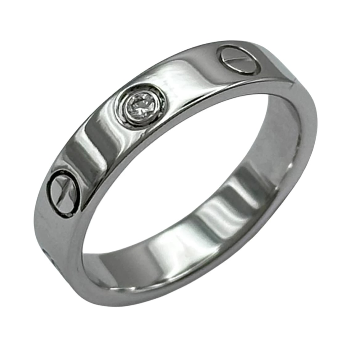 CARTIER MINI LOVE RING 1P DIAMOND WHITE GOLD 18K JEWELRY: Cartier Mini Love Ring 1P Diamond White Gold 18K Jewelry Brand: Cartier Type/Style: Ring Material: 18K WG Color: WG Size: 5.5 US Accessories: None Accessories Notice: When purchasing pre-owned goods,
