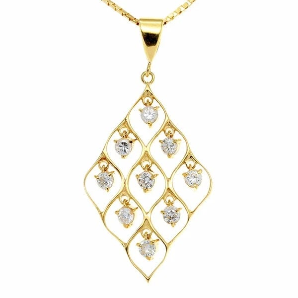 18K YG/14K YG SWING DIAMOND NECKLACE: 18K YG/14K YG Swing Diamond Necklace Brand: Unbranded Type/Style: Necklace Material: 18K 14K YG Color: YG Size: Size Length: Approx. 40.5cm Top: approx. W21.5mm x H33mm Accessories: None A