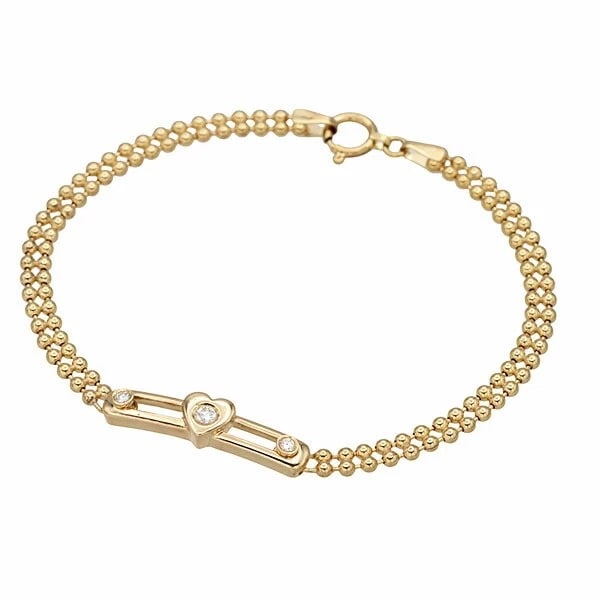 18K YG HEART MOTIF DIAMOND BRACELET (1 of 4)