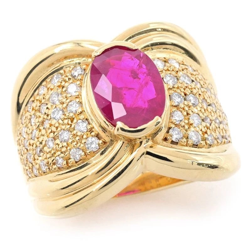 NATURAL RUBY RING 18K YG DIAMOND OVAL CUT: Natural Ruby Ring 18K YG Diamond Oval Cut Brand: Unbranded Type/Style: Ring Material: 18K YG, Main Stone Ruby Color: YG Size: 6.5 US Accessories: None Accessories Notice: When purchasing p