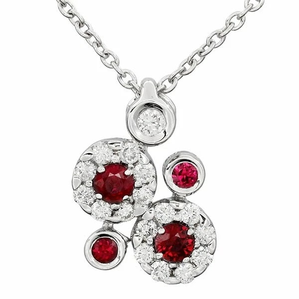 18K WG RUBY DIAMOND NECKLACE: 18K WG Ruby Diamond Necklace Brand: Unbranded Type/Style: Necklace Material: 18K WG, Main Stone Ruby Color: WG Size: Size Length: approx. 36cm/40cm Top: approx. W11mm x H17mm or diameter approx. mm * 