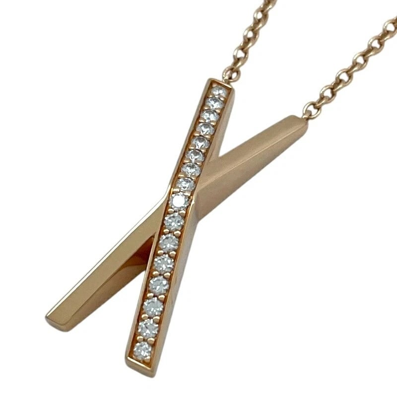 TIFFANY & CO. ATLAS X NECKLACE PINK GOLD AU750/DIAMOND: Tiffany & Co. Atlas X Necklace Pink Gold Au750/Diamond Brand: Tiffany & Co. Type/Style: Necklace Material: 18K PG Color: PG Size: Size Height: approx. 26.1mm Width: approx. 2.6mm Chain length: