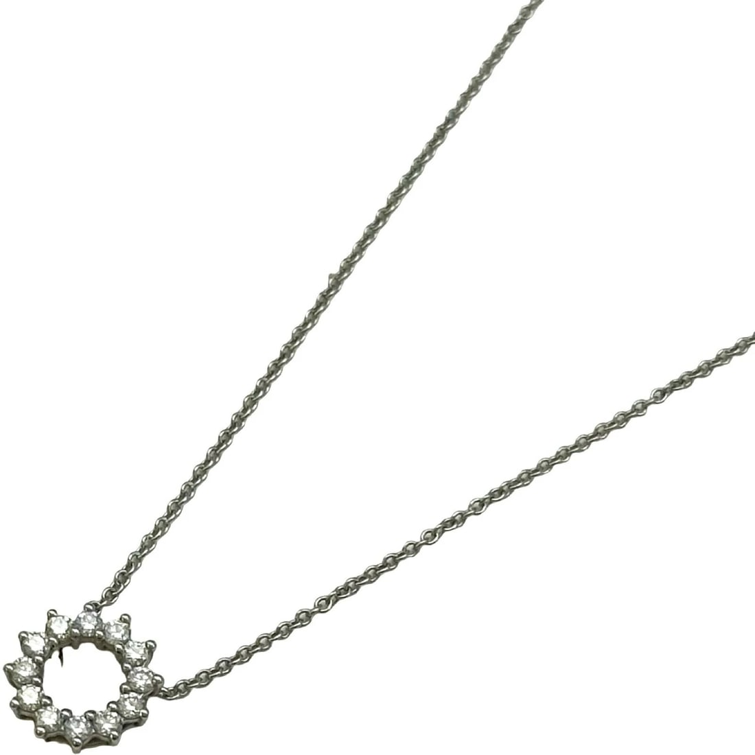 TIFFANY & CO. OPEN CIRCLE MINI NECKLACE DIAMOND JEWELRY: Tiffany & Co. Open Circle Mini Necklace Diamond Jewelry Brand: Tiffany & Co. Type/Style: Necklace Material: Pt950 Color: PT Size: Size Height: approx. 10mm Width: approx. 10mm Chain length: approx. 40
